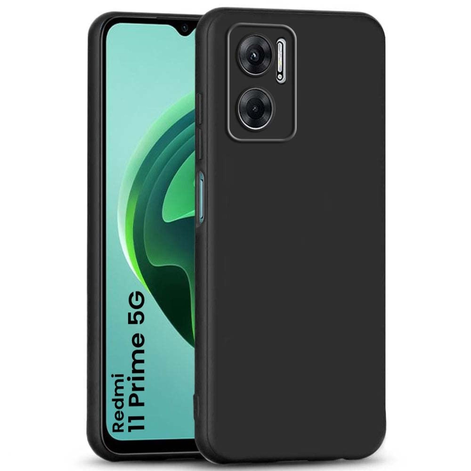 Slim Ultra Soft Rubberised Matte Silicone Flexible Camera Protection Back Case Cover (Black) with Inner Velvet Fabric Lining for Redmi 11 Prime 5G