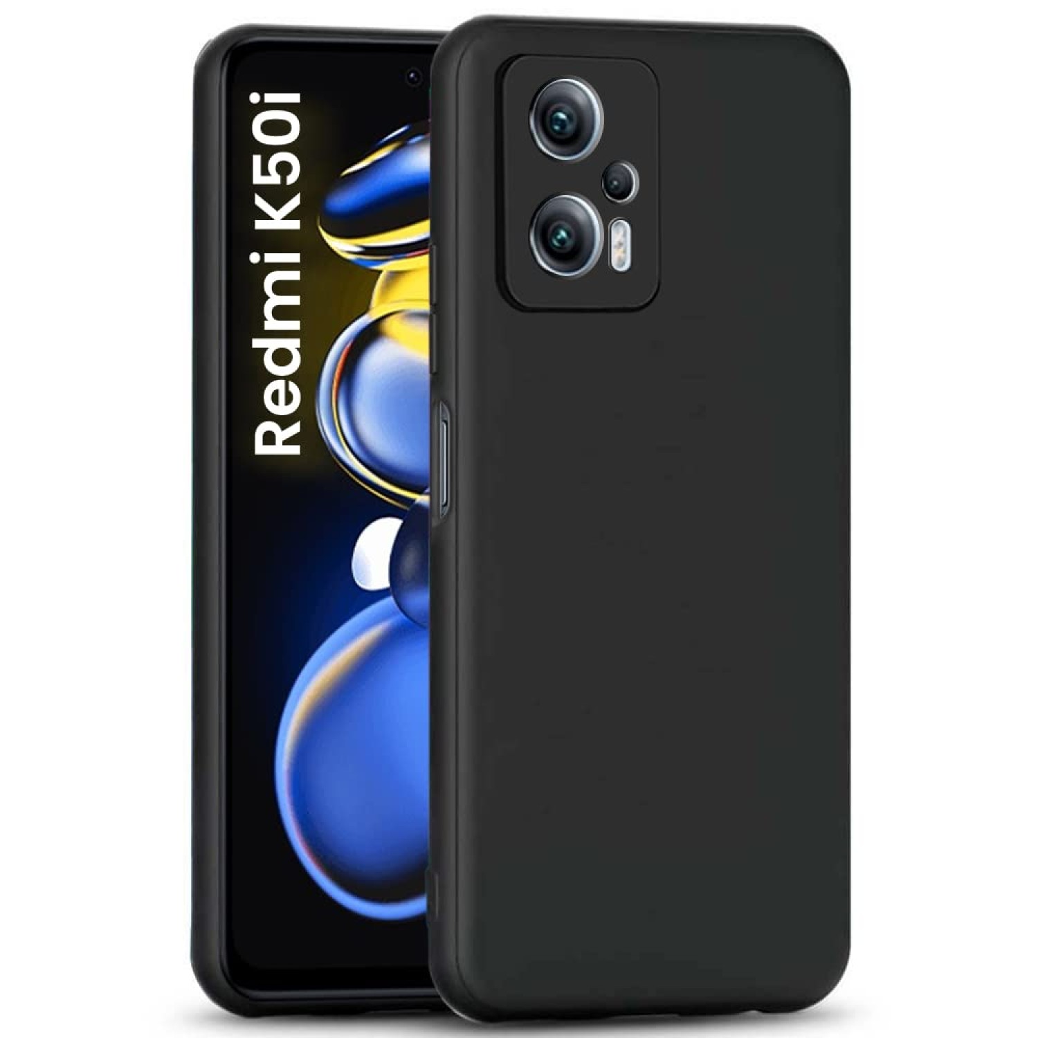 Slim Ultra Soft Rubberised Matte Silicone Flexible Camera Protection Back Case Cover (Black) with Inner Velvet Fabric Lining for Redmi K50i