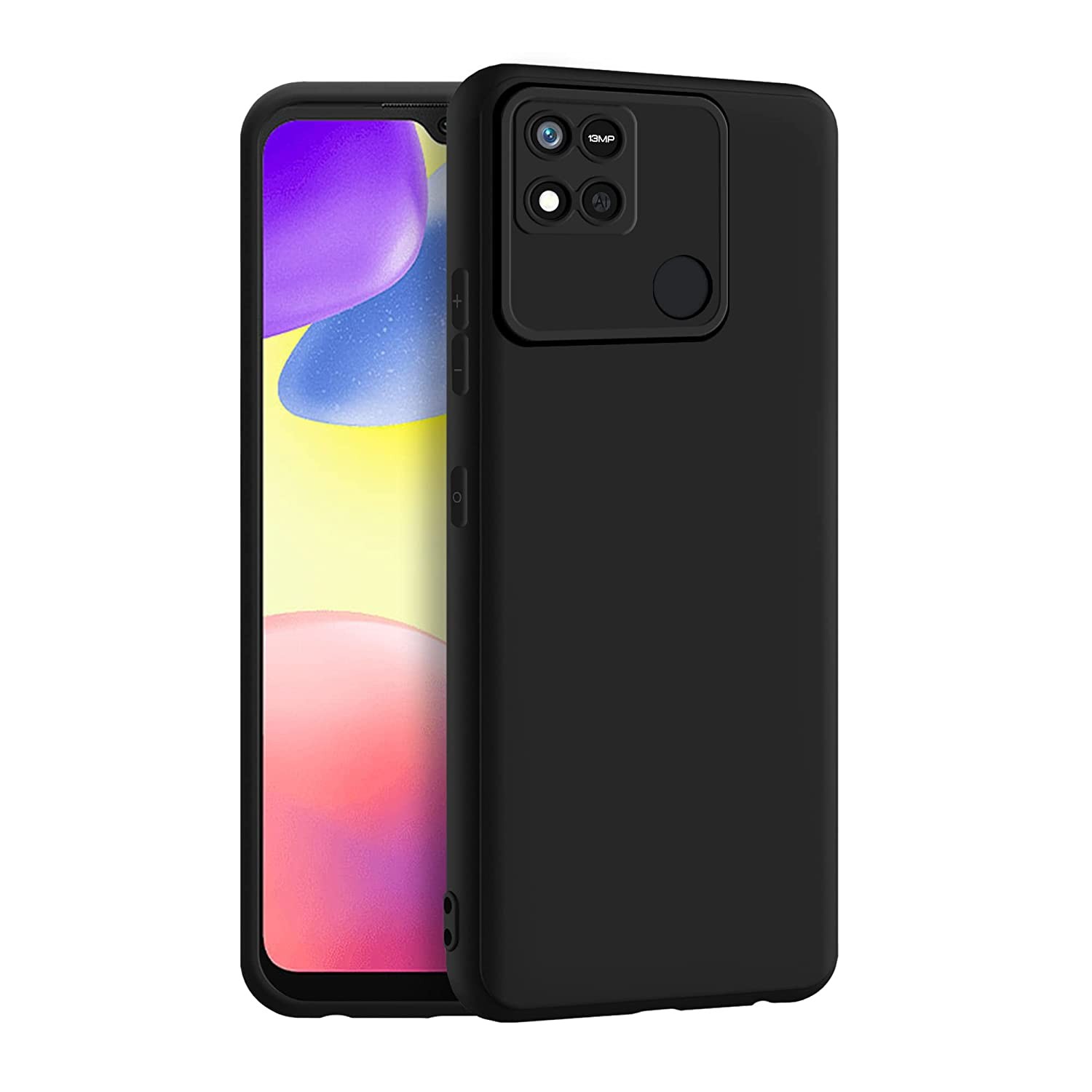 Slim Ultra Soft Rubberised Matte Silicone Flexible Camera Protection Back Case Cover (Black) with Inner Velvet Fabric Lining For Redmi 10A