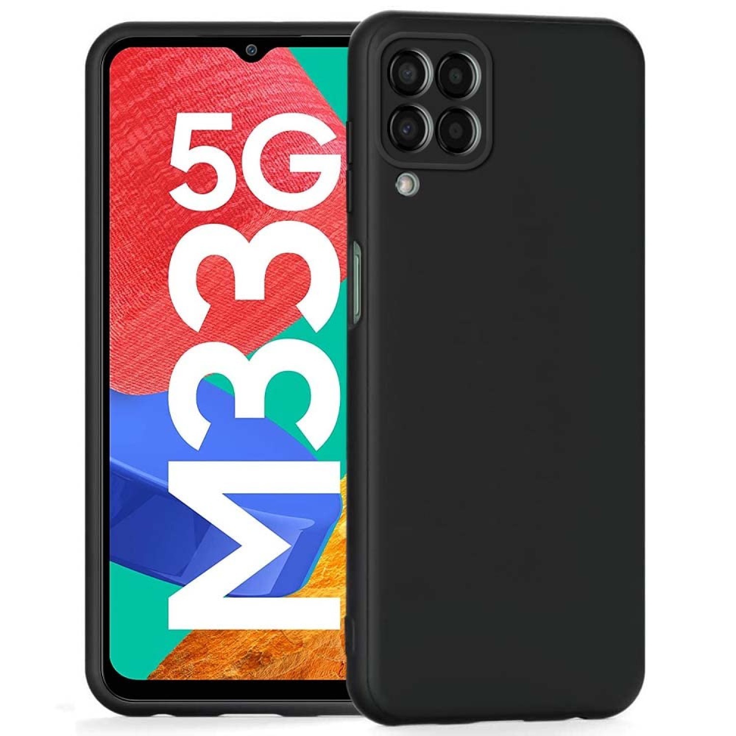 Slim Ultra Soft Rubberised Matte Silicone Flexible Camera Protection Back Case Cover (Black) with Inner Velvet Fabric Lining For Samsung Galaxy M33 5G